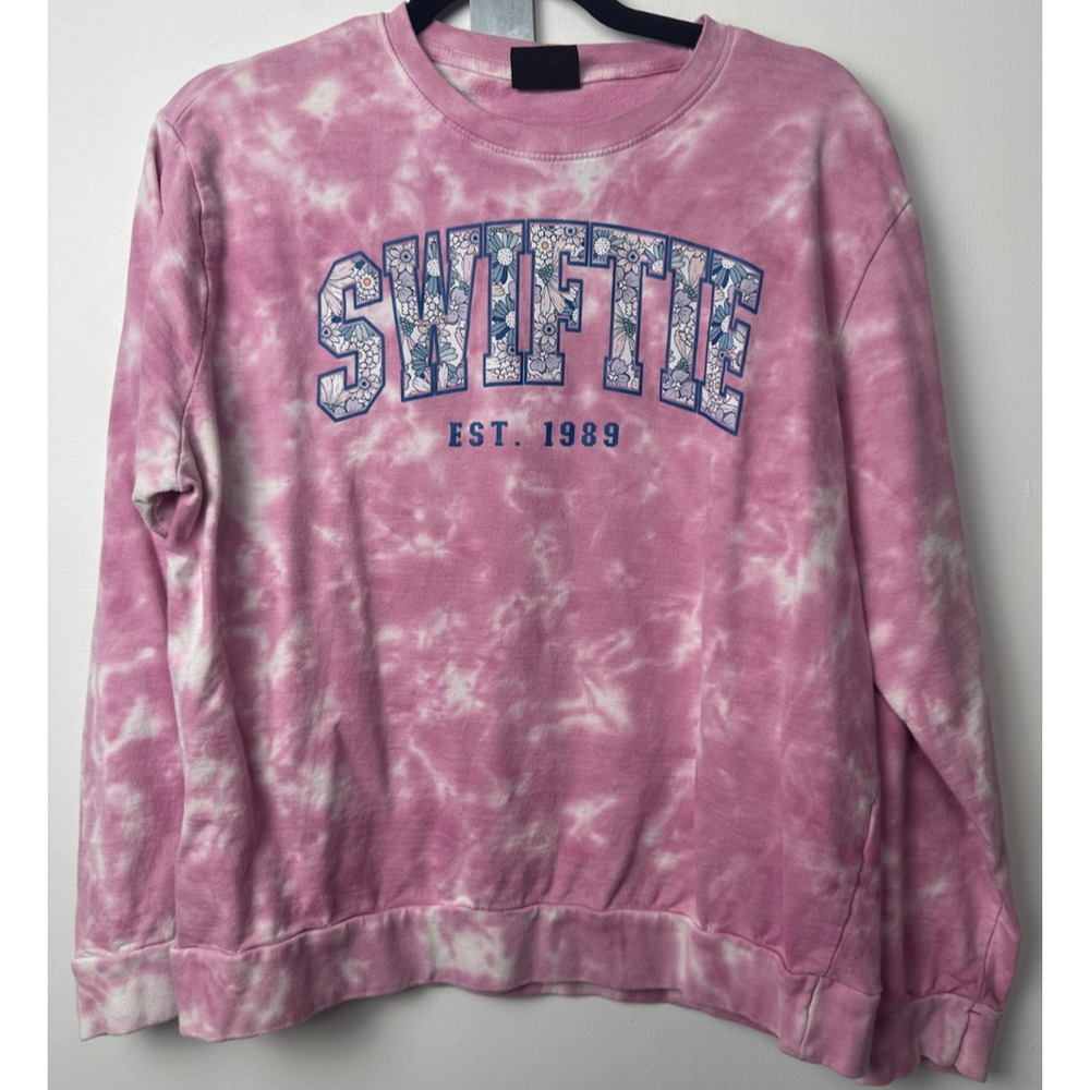 Taylor Swift SWIFTIE 1989 M Sweatshirt Pink Tie Dye Just Love Brand Cotton D27